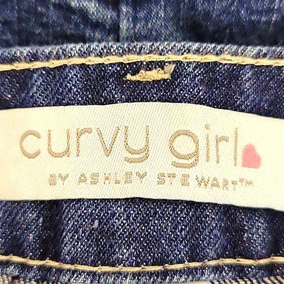 Curvy Girl by Ashley Stewart Distressed Jeans High Rise Straight Leg Size 14 - Picture 6 of 8